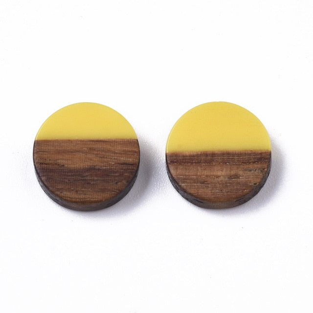 50Pcs Natural Wood Resin Cabochons Charm For Bracelet Earring DIY Jewellery Making