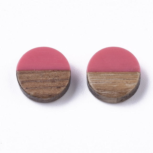 50Pcs Natural Wood Resin Cabochons Charm For Bracelet Earring DIY Jewellery Making