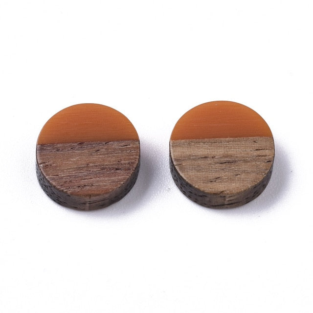 50Pcs Natural Wood Resin Cabochons Charm For Bracelet Earring DIY Jewellery Making