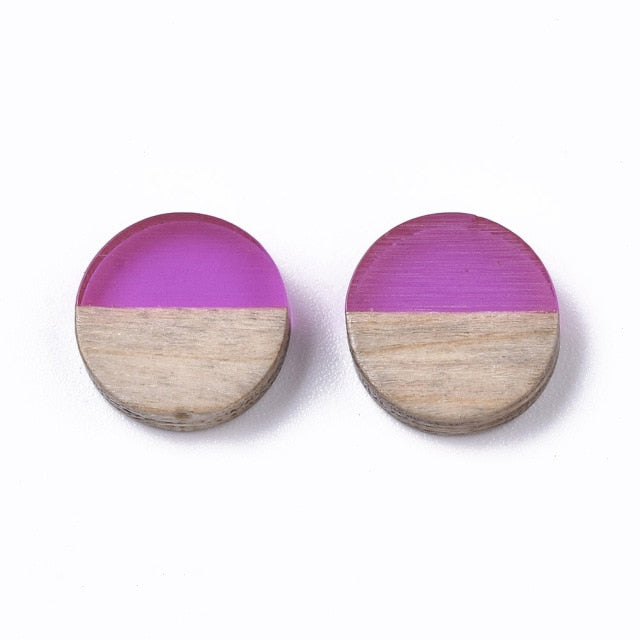 50Pcs Natural Wood Resin Cabochons Charm For Bracelet Earring DIY Jewellery Making