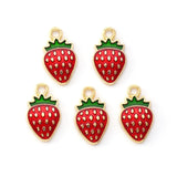 10Pcs Gold Plated Enamel Strawberry & Peach Charms For Necklace Bracelet Earring Jewellery Making