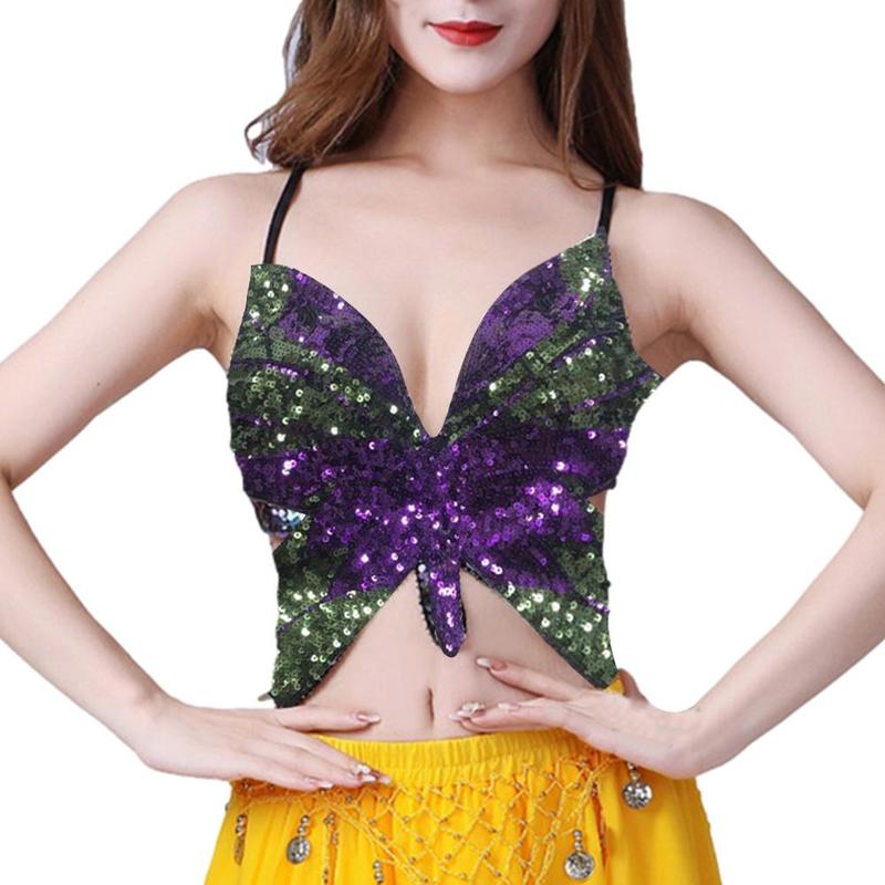 Butterfly Sequin Crop Tops