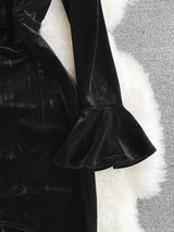 Vintage Black Va-Va Velvet Trumpet Dress