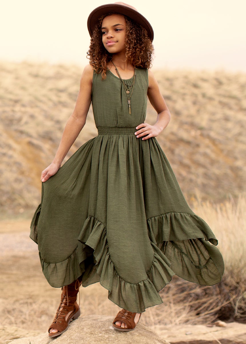 Girls Cotton Lace Boho Maxi Dresses 6-14y Woodland Gatherer AUST Shop Girls Cotton Lace Boho Maxi Dresses 6-14y Woodland Gatherer AUST Shop