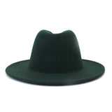 Teal and Leopard Wool Felt Fedora Hat Unisex Two Tone Brim Hat