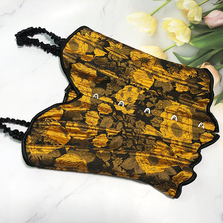 Sunflower Oil Painting Embroidered Overbust Corset