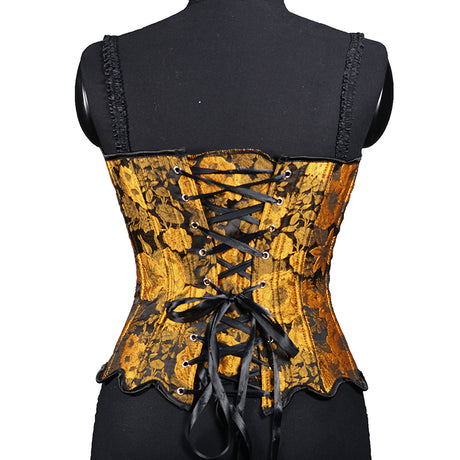 Sunflower Oil Painting Embroidered Overbust Corset