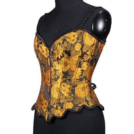 Sunflower Oil Painting Embroidered Overbust Corset