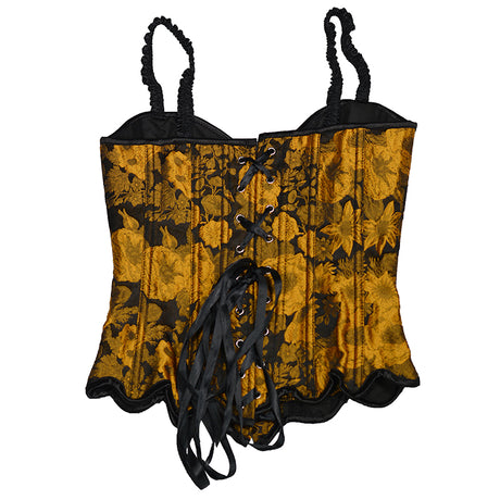 Sunflower Oil Painting Embroidered Overbust Corset