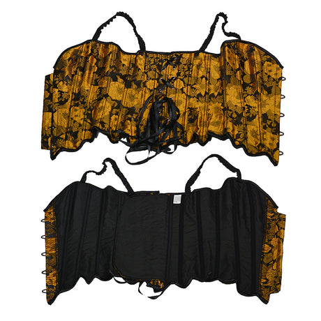 Sunflower Oil Painting Embroidered Overbust Corset