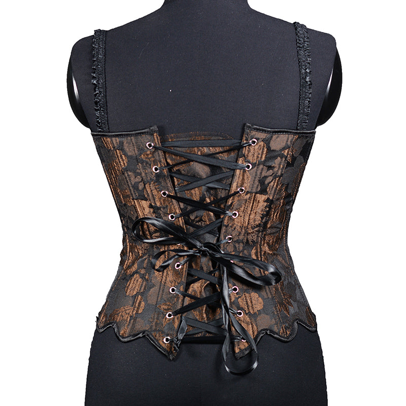 Sunflower Oil Painting Embroidered Overbust Corset