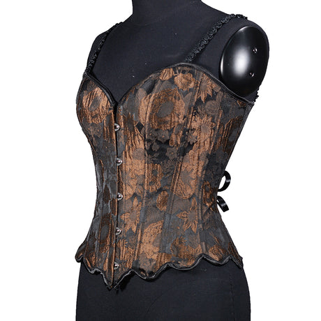 Sunflower Oil Painting Embroidered Overbust Corset