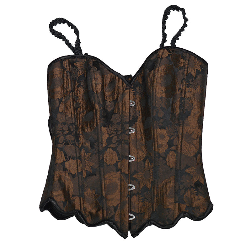 Sunflower Oil Painting Embroidered Overbust Corset