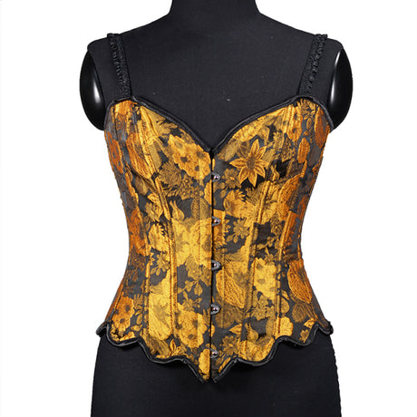 Sunflower Oil Painting Embroidered Overbust Corset