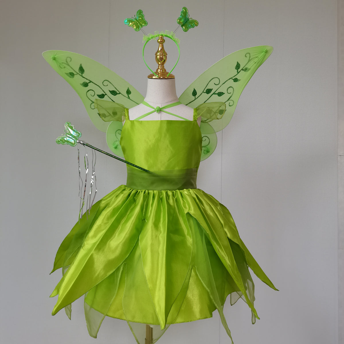 The Green Flower Fairy Tinkerbell Halloween Cosplay Girls Costume