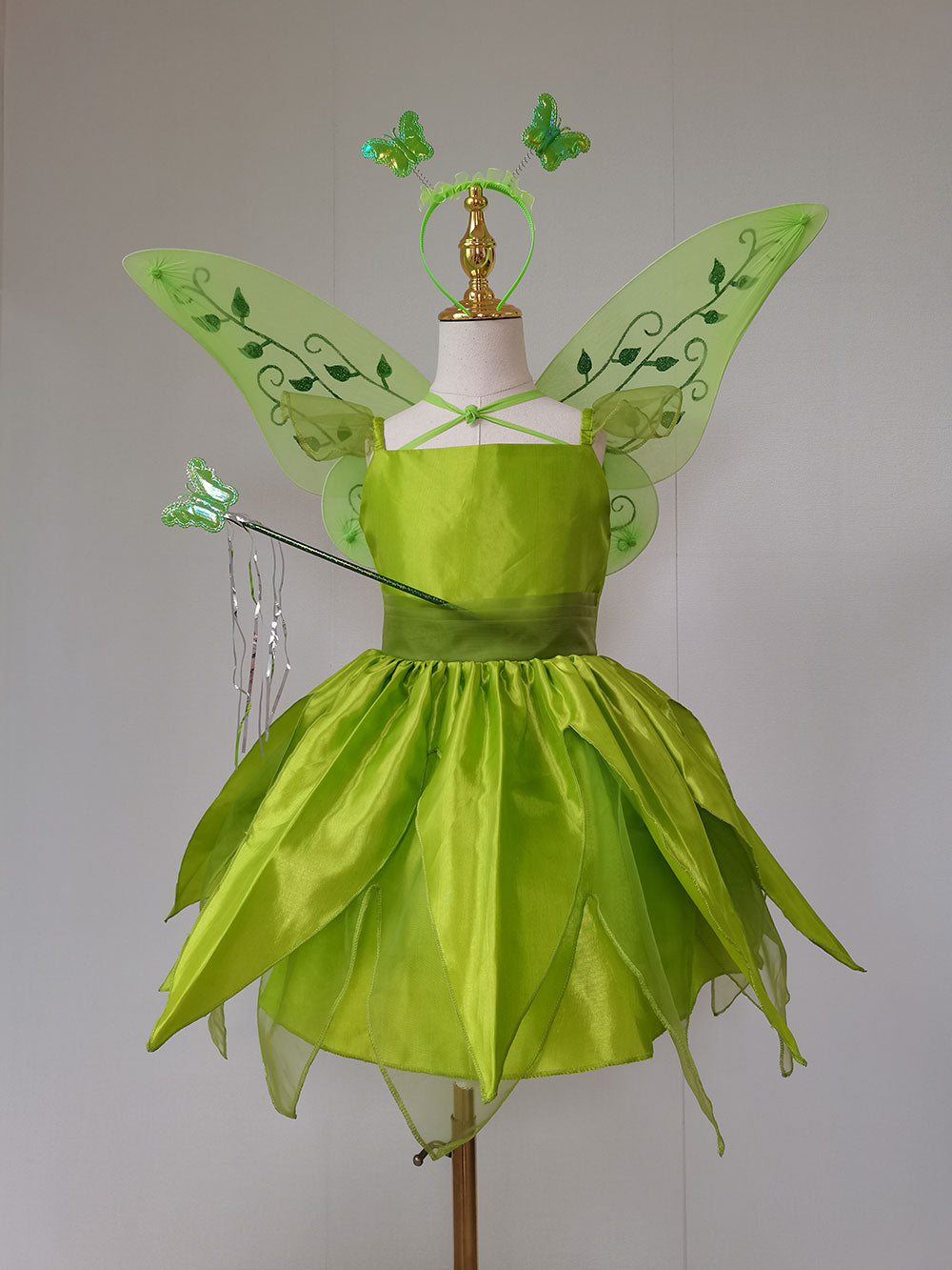 The Green Flower Fairy Tinkerbell Halloween Cosplay Girls Costume