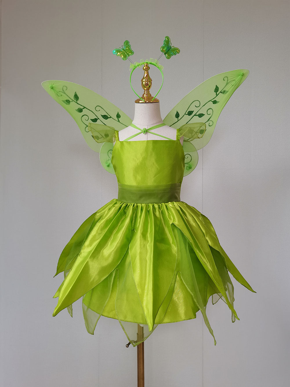 The Green Flower Fairy Tinkerbell Halloween Cosplay Girls Costume
