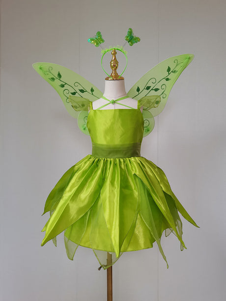 The Green Flower Fairy Tinkerbell Halloween Cosplay Girls Costume