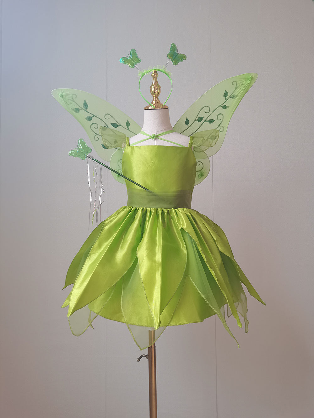 The Green Flower Fairy Tinkerbell Halloween Cosplay Girls Costume