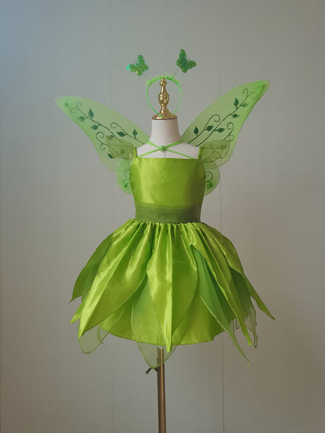 The Green Flower Fairy Tinkerbell Halloween Cosplay Girls Costume