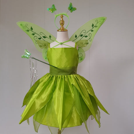 The Green Flower Fairy Tinkerbell Halloween Cosplay Girls Costume