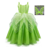 The Green Flower Fairy Tinkerbell Halloween Cosplay Girls Costume