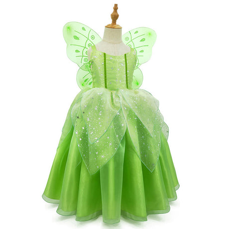 The Green Flower Fairy Tinkerbell Halloween Cosplay Girls Costume