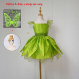 The Green Flower Fairy Tinkerbell Halloween Cosplay Girls Costume