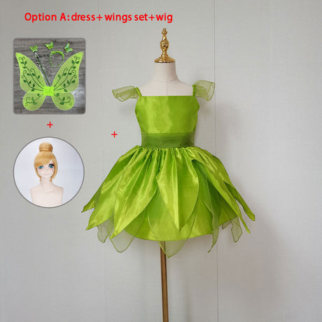 The Green Flower Fairy Tinkerbell Halloween Cosplay Girls Costume
