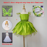 The Green Flower Fairy Tinkerbell Halloween Cosplay Girls Costume