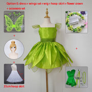 The Green Flower Fairy Tinkerbell Halloween Cosplay Girls Costume