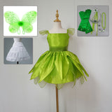 The Green Flower Fairy Tinkerbell Halloween Cosplay Girls Costume