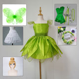 The Green Flower Fairy Tinkerbell Halloween Cosplay Girls Costume