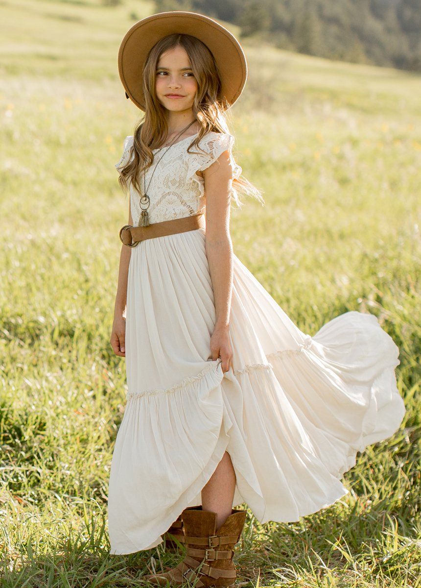 Girls Cotton Lace Boho Maxi Dresses 6-14y Woodland Gatherer AUST Shop