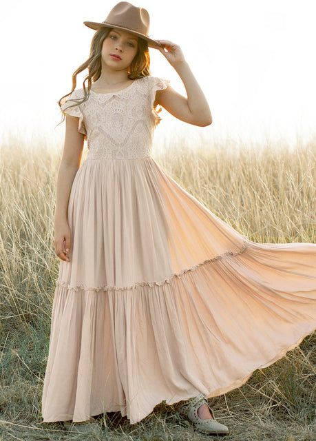 Girls Cotton Lace Boho Maxi Dresses 6-14y Woodland Gatherer AUST Shop Girls Cotton Lace Boho Maxi Dresses 6-14y Woodland Gatherer AUST Shop