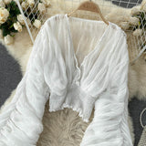 Mega Sleeves Chiffon Midriff Blouse