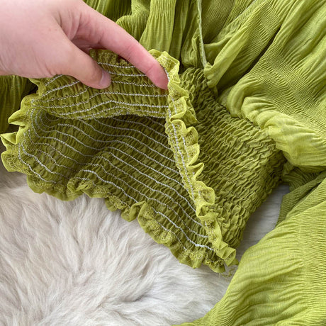 Mega Sleeves Chiffon Midriff Blouse