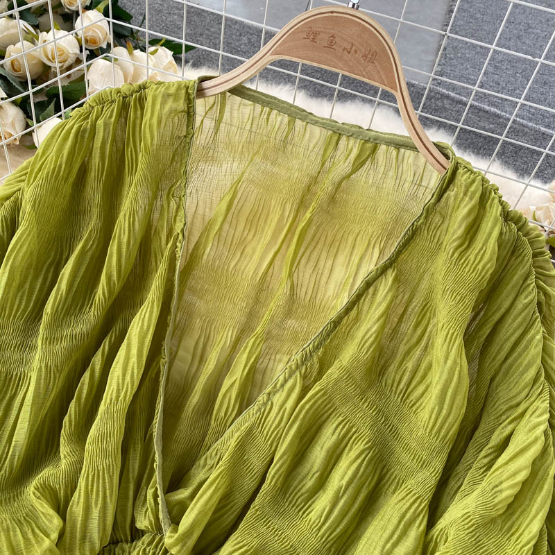 Mega Sleeves Chiffon Midriff Blouse