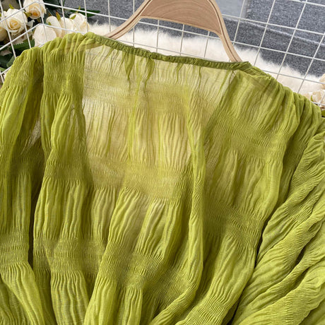 Mega Sleeves Chiffon Midriff Blouse