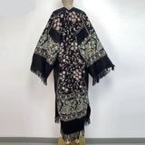 Long Winter Fringed Embroidered Pashmina Overcoat Kimono 13 Colours