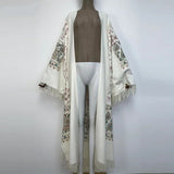 Long Winter Fringed Embroidered Pashmina Overcoat Kimono 13 Colours