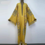 Long Winter Fringed Embroidered Pashmina Overcoat Kimono 13 Colours