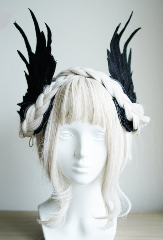 Lolita Angel Wings Hairpins Harajuku Cosplay Headdress Embroidered Feather Hair Clip Accessories