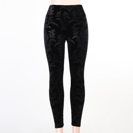 Gothic Velvet Black Leggings High Waist Pants