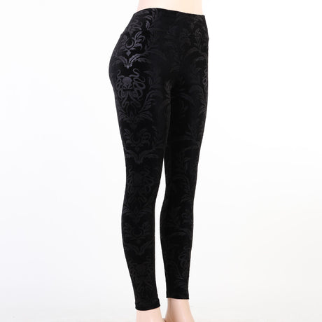 Gothic Velvet Black Leggings High Waist Pants