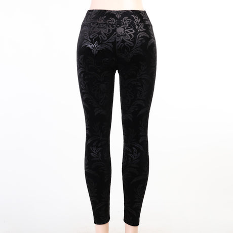 Gothic Velvet Black Leggings High Waist Pants