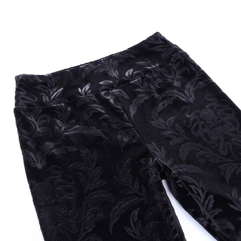 Gothic Velvet Black Leggings High Waist Pants