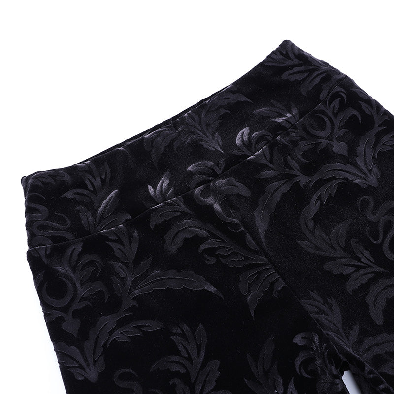 Gothic Velvet Black Leggings High Waist Pants