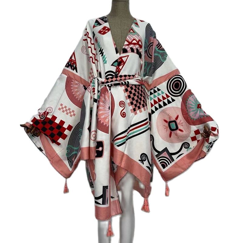 Autumn Cocktails African Holiday Batwing Sleeve Kimono