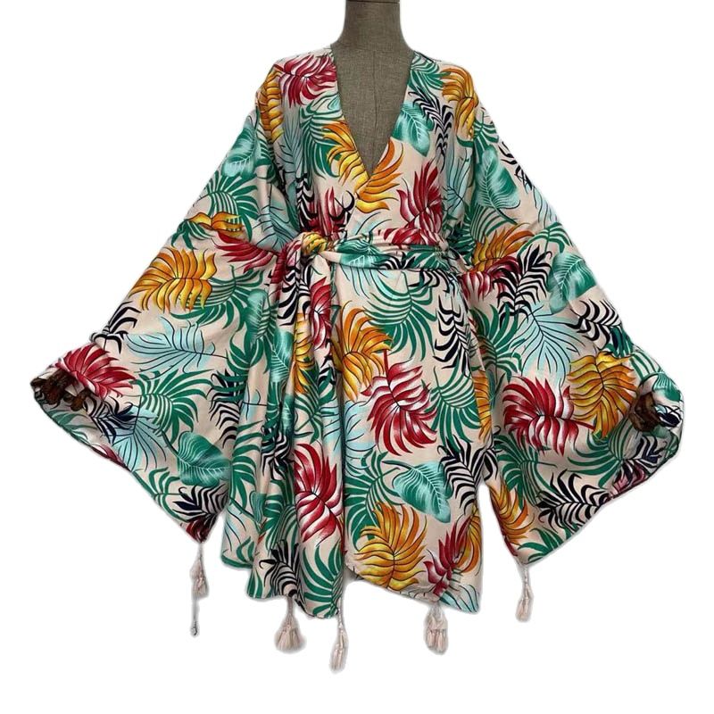 Autumn Cocktails African Holiday Batwing Sleeve Kimono